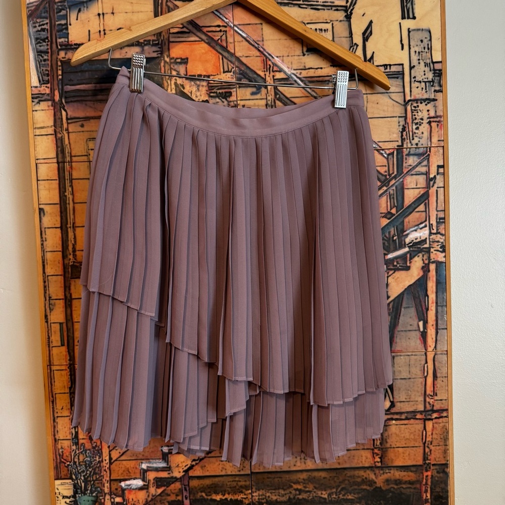 Joie Mauve Layered Pleated Skater Mini Skirt
